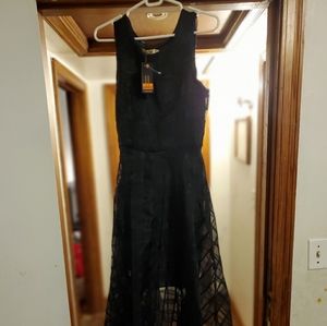 Black Maxi Dress with Sheer Overlay